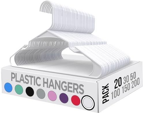 Utopia Home 20er-Pack Kunststoffbügel Platzsparende, langlebige Bügel mit Schulterrillen, weiß