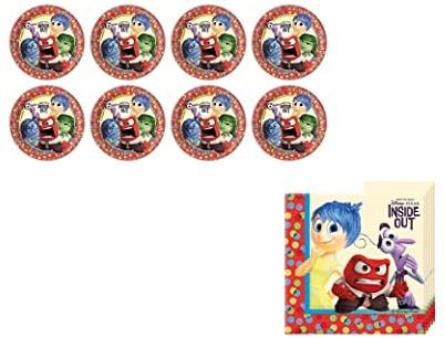 ALMACENESADAN, 4890, confezione festa Disney in side out, al rovescio composto da 20 tovaglioli di carta 33x33 cm e 8 piatti in cartone da 23 cm, ideale per feste e compleanni, 8435510348908