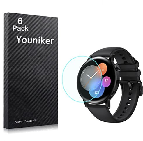 Youniker Confezione da 6 pellicole protettive per lo schermo compatibili con Huawei Watch GT 3 42 mm per Huawei Watch GT3 42 Smartwatch, pellicole protettive trasparenti antigraffio