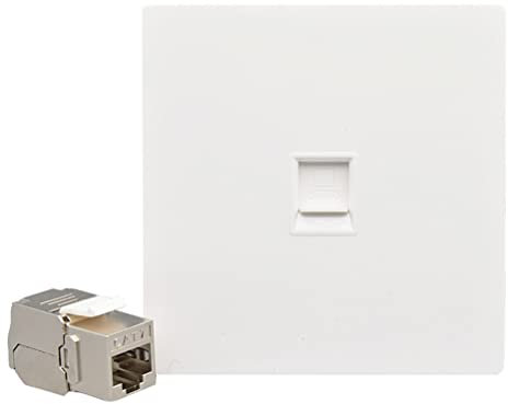 SanSixi 1 Port CAT8 CAT7 RJ45 86 Type Wall Panel CAT.7 LAN Faceplate CAT.8 Network Socket Ethernet Cable Socket Net Plug Shield Socket (CAT7)