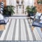 OJIA Outdoor-Terrassenteppich, 1,5 m x 1,8 m, grau und weiß gestreift, maschinenwaschbar, Baumwolle, handgewebt, für Schlafzimmer, Wohnzimmer, Veranda, Deck, Hinterhof, Camping