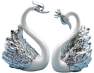 HOMSFOU Schwanen-Kuchenaufsatz 2 Stück Mini-Schwanenfigur Paar Liebesschwan Desktop-Schwanenskulptur Tier-Armaturenbrett-Dekoration Für Valentinstag Hochzeitstag