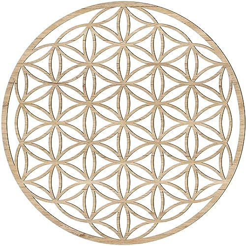 Blume des Lebens Wanddeko Holz Ø 43 cm – Eichen-Optik – Handgemacht | Handgefertigt in Österreich · 4 mm Pappelholz · Eichen-Optik · Ø 43 cm