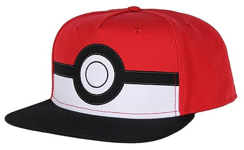 Pokemon Herren-Hut mit Poke-Ball, gesticktes Logo, Flatbill, verstellbar, Snapback, für Erwachsene, mehrfarbig, Mehrfarbig, Einheitsgröße