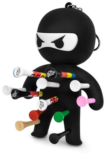 Golfball-Tee-Halter | Neuheit Schlüsselanhänger Zubehör für Tasche Ninja, Schwarz, S