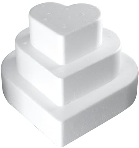 Ideen mit Herz Styropor-Torte Herz | Dreistöckige Herztorte | 3 Styropor-Podeste in Herzform | Klein: 11,3 x 10,1 cm | Mittel: 17 x 15,2 cm | Groß: 22,7 x 20,4 cm | Höhe je 5 cm