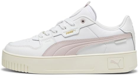 Puma Women Carina Street LUX Sneaker, Puma White-Mauve Mist-Puma Gold, 38.5 EU