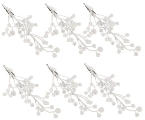 PRETYZOOM 6st Deko Weihnachtszweige Weihnachtsfeiergeschenk Beeren Sprühen Weihnachtsblumen-Pick Weihnachtsglitterzweige Weihnachtsbaum-beeren-Stick Beerenzweig Blitz Dekorationen Sport Weiß