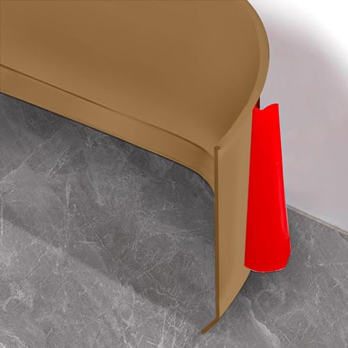 Hengrongshen Zócalo Blando, Autoadhesivo, 10 cm x 3,0 m, Zócalo Autoadhesivo para Cocina y Baño, Zócalo Blando, Listón Final Autoadhesivo de PVC, Tablero Flexible Flexible - Marrón Claro