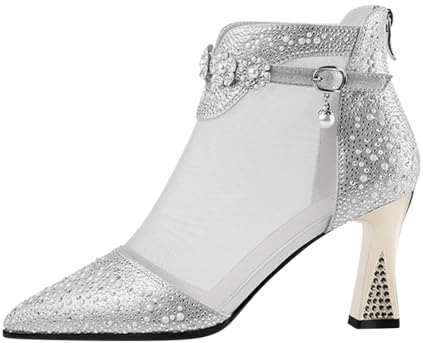 Tanzschuhe Damen mit Absatz Festliche Latein Schwarz Tanzschuhe 20er Jahre Schuhe Silber Hautfarben Party Peeptoes Stöckelschuhe Schuhe