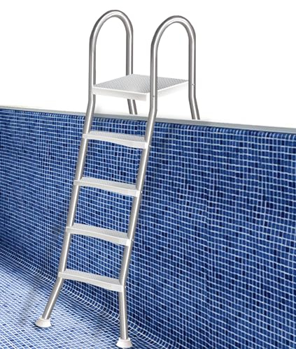 Errzom Scaletta per piscina a 4 gradini per piscina fuori terra, altezza 132 cm, stabile in acciaio inox fuori terra, scale per piscina gonfiabile, scale doppie laterali per piscina