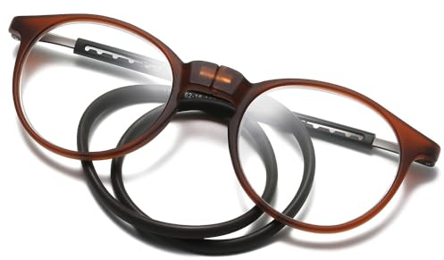 Kexinsuo-Lesebrille Anti-Blaulicht, Magnetverschluss Clip, für Damen&Herren-Faltbares, Verstellbares (brown, 1.5, x)