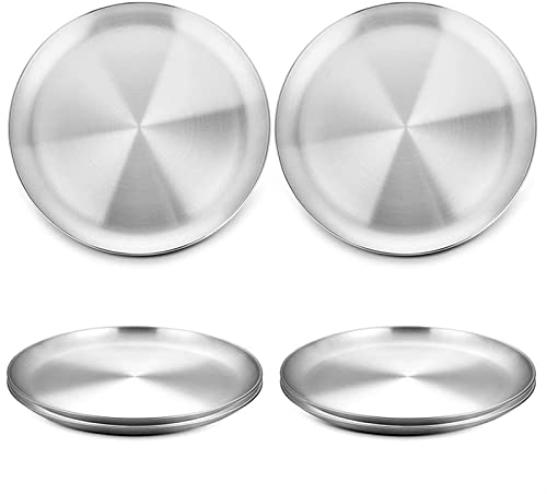 AYKANING Teglia Per Pizza,Teglia Pizza Pizza in acciaio inossidabile Pan 8-pollici Set di 6, pizza da forno Pan Pizza vassoio rotondo pizza da forno da forno per forno Vassoio per forno, antiaderente