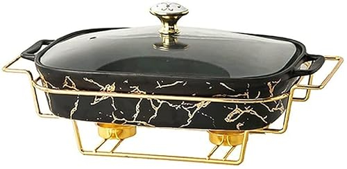 SmPinnaA Ceramics Chafing Dish Buffet Set, Marble Finish Chafing Dish, Rectangular Chafers for Buffet/Weddings/Parties/Banquets/Catering Events