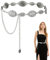 Yuqilin Kettengürtel,Metall Bauchkette Concho Kettengürtel Western Gürtel Damen Piraten Kette Taillenkette Metall Damen Cowgirl Gürtel Teiliges Gürtelkette,für Jeanskleid,125 CM/49.2 in（Silber）