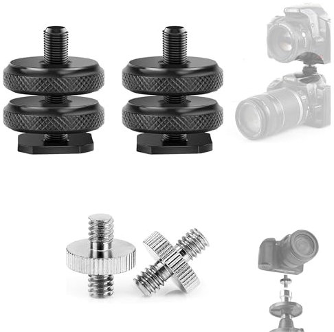 Hezhou 4 Piezas Adaptador Zapata Camara Adaptador Zapata Flash Tripode Adaptador Zapata Caliente Adaptador De Zapata Caliente 1/4Macho a 1/4 Macho Adaptador de Tornillo Roscado (M)