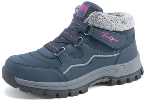 Moudn stivali donna invernali Stivaletti da neve impermeabili completamente foderati in pelliccia Caviglia metà polpaccio Stivali da passeggio da donna all'aperto Scarpe leggere Blu 36-41