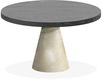 FRANKYSTAR Artù Brass Esstisch, rund, 120 cm, laminiertes Holz, mit Metallkegel, schwarze Oberseite