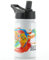 Hairyworm Personalised Water Bottle, 350ml White Sports Flask with Straw Cap Flip Lid, Stainless Steel, Customised with Initial/Name, Orange Gaming Controller Design Print, Drink Bottle