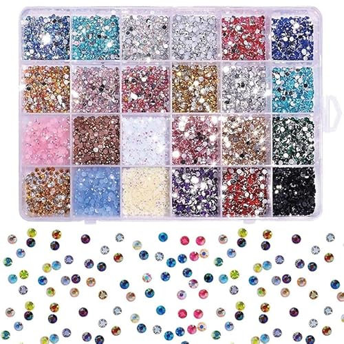 24 colores de diamantes de imitación de 3 a 4 mm para manualidades, parte trasera plana, resina de cristal AB Jelly