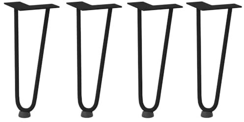 vidaXL Haarnadelbeine für Couchtisch 4 Stk. Schwarz 30 cm Massivstahl