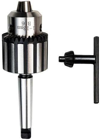 1-13mm Drill Chuck, Heavy Duty Key Type Drill Chuck with Chuck Key and MT2-B16 Shank, B16 Wrench Type Lathe Drill Chuck Lathe Tool for Drilling Machines Tapping Drilling