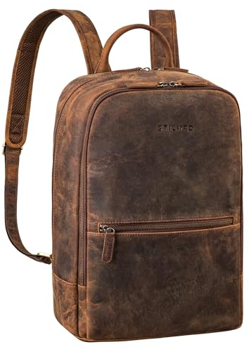 STILORD 'Kellis' Vintage Lederrucksack Groß für Business Schule Uni Moderner Laptop Rucksack 15 Zoll Messenger Rucksack DIN A4 Echtes Leder, Farbe:kreta - braun