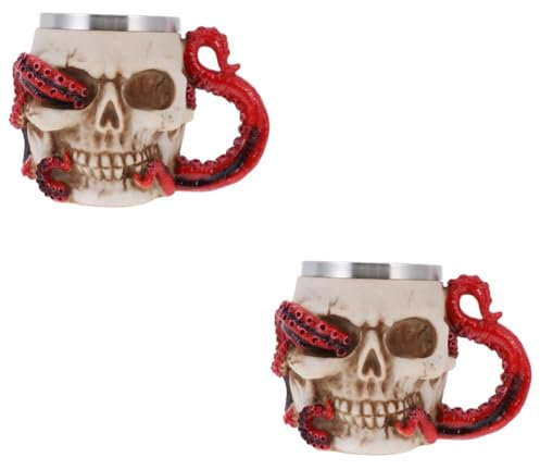 Cabilock 2 Pz bicchiere di vino teschio portabicchieri per birra con maniglia tazza da campeggio bicchiere tazzine caffe bicchieri vino contenitori boccale di birra alla moda