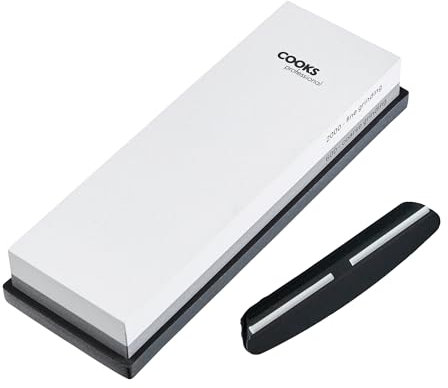 Cooks Professional Whetstone Knife Sharpener with Non-Slip Stand & Angle Guide | Dual Design with Coarse (600) and Fine (2000) Grit Levels | Kitchen Sharpening Tool for Knives & Scissors