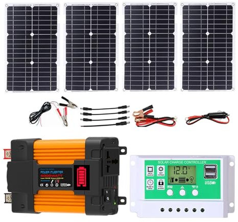 4000W 6000W Kit Completo De Inversor Solar Con Controlador De 50A Y Paneles Solares De 100W Sistema De Red Doméstica Para Sistemas De Generación De Energía Domésticos Y Exteriores(4000W,12V-220V)