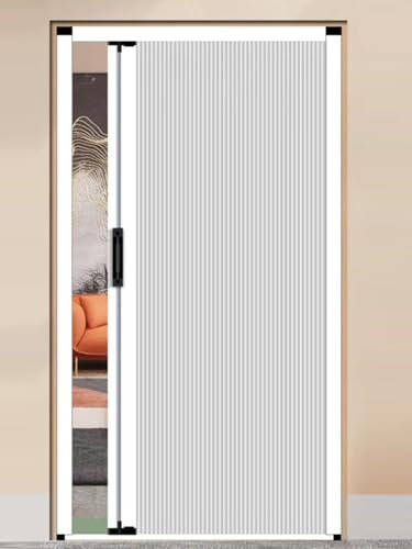 ZAQYCM Puerta corredera Plegable Puertas Interiores Tipo Acordeón Blancas, Puertas Corredizas Ocultas Tipo Acordeón para Divisor De Ambientes, Cocina Y Baño con Cerradura, Sin Taladros(63x203cm)
