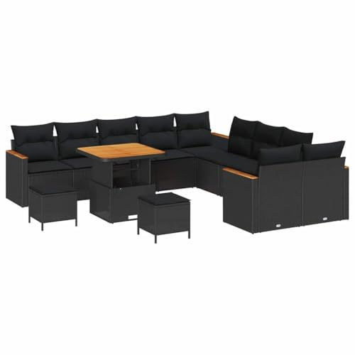 vidaXL Gartensofa-Set 13 STK. Schwarz Poly-Rattan
