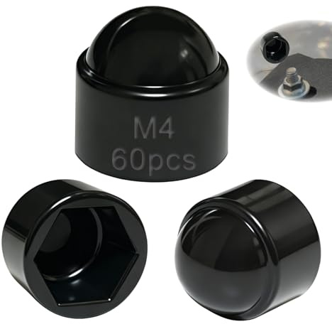 PDKKFF 60 Tappi di Protezione Esagonali M4 (Chiave 7)-Nero Copri Dadi, Tappi Coprivite in Plastica per Bulloni e Viti, Impermeabili e Resistenti alla Ruggine