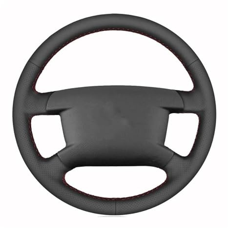 Lenkradabdeckungen DIY Schwarz Kunstleder Auto Lenkradbezug Für VW Für Caddy 2003-2006 Für Caravelle 2003-2009 Für T5 2003-2008 Lenkrad Bezug(Schwarz)