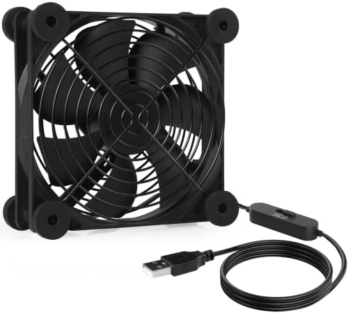 Simpeak Ventilador de Refrigeración USB 5V 120mm, 3 Velocidades Ajustables | Ventilador Silencioso de Escape Negro para Computadora PC Router Cajas TV y Consola, Cable Largo de 1.5m