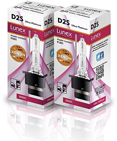Lunex D2S Scheinwerfer Lampe Xenon Ersatz Glühbirne, 8000K, Set