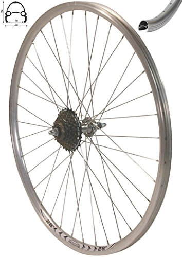 Redondo 28 Zoll Hinterrad Laufrad Hohlkammer V-Prof Felge + 7-Fach Kranz Silber
