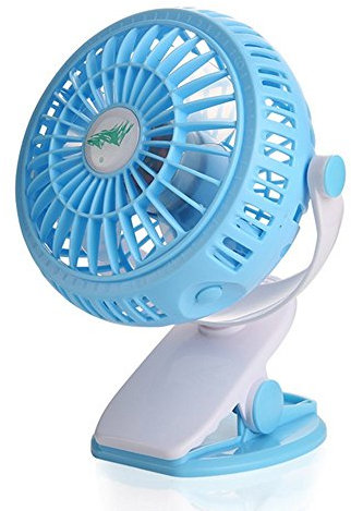 Mini USB Clip and Desk Personal Fan 4 Blades Desk fan Mini Portable Air Cooling Ventilador USB Fan Oscillating Clip On Desk Baby Stroller for Outdoor Home Office Powered By USB or 18650 Battery (Blue)