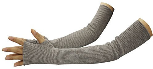 LSHARON SILK Damen Kaschmir Warm Lange Fingerlose Handschuhe Winter Armwärmer, khaki, 38