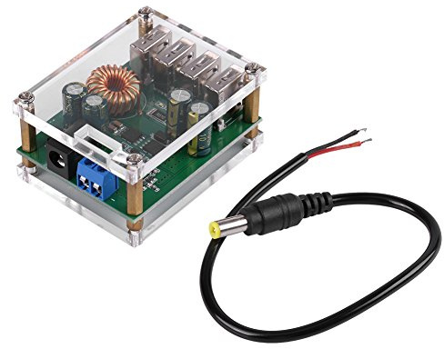 Akozon DC-DC 7-60V à 5V 5A 4USB Convertisseur Abaisseur de Puissance Alimentation Abaissée + Boîtier