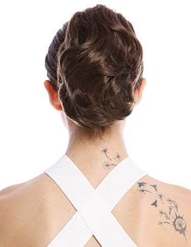 WIG ME UP - 1028-V-8 Haarteil Zopf Pferdeschwanz kurz voluminös wellig Braun Aschbraun 20 cm