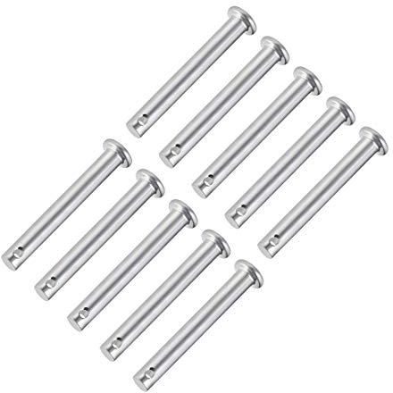 sourcing map Lot de 10 goupilles de chape à trou unique, 6 mm x 45 mm, tête plate en acier zingué