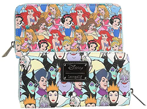 Loungefly Disney Princess and Villains börse mit Reißverschluss, Kunstleder