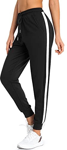 Jogginghose Damen Lang Sporthose Frau Damenhose Freizeithose Trainingshose | Warme Sweatpants mit Gummizug Hose Relaxhose Sportbekleidung Yoga mit Streifen für Sport Freizeit Schwarz Blau Grau