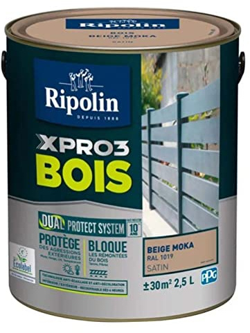 Peinture bois satin 2,5L tri active X pro RIPOLIN - Ton: Blanc cassé