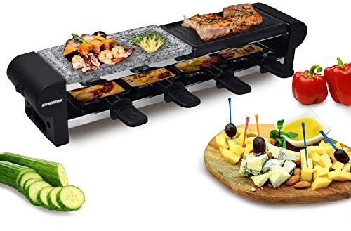 Syntrox Germany RAC-600W-Thurgau Edelstahl Design Raclette mit Grill und Heißer Stein für 4 Personen