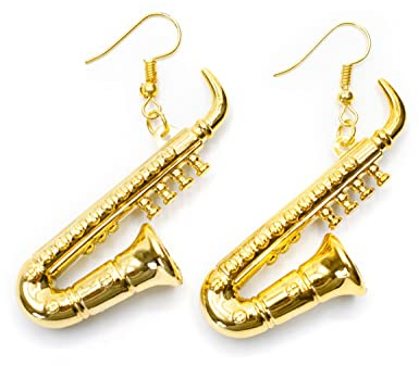 Miniblings Saxophon Ohrringe Hänger Orchester Musik Musikinstrument FUN Pappbox - Handmade Modeschmuck I Ohrhänger Ohrschmuck versilbert