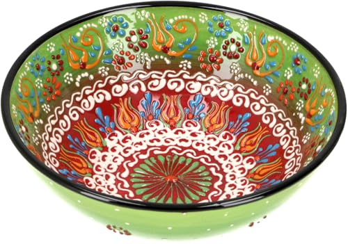 GURU SHOP Orientalische Keramikschüssel, handbemalt, Ø 12 cm, Ø 21 cm / | Handgearbeitete Schale, individuelle Designs, ideal zur Deko, pflegeleicht, nicht für die Spülmaschine geeignet.