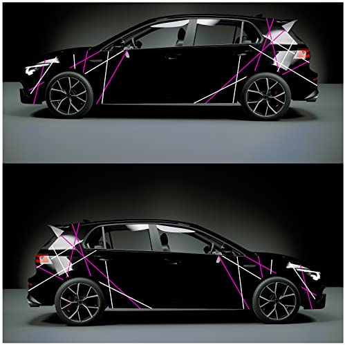 Auto Streifen Dekor Folien zweifarbig Zierstreifen 10m Länge 15mm Breite Dekorstreifen für Kfz Motorrad Boot Modellbau Zubehör Klebestreifen Rallystreifen (10 Neon Pink/Weiß)