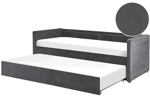 Beliani Platzsparendes Tagesbett Cord in Grau 90 x 200 cm mit Lattenrost Mimizan